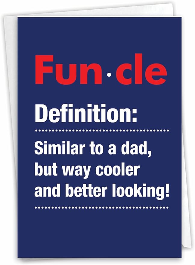 NobleWorks - 1 Funny Happy Birthday Notecard - Uncle Humor Greeting Card with Envelope - Funcle C7232BDG