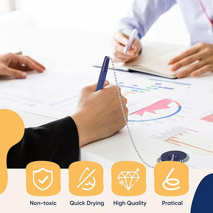 Pasimy Secure Pen with Adhesive Chain and Security Blue Ink Pen Holder for Home Office Supplies(6 Pieces)