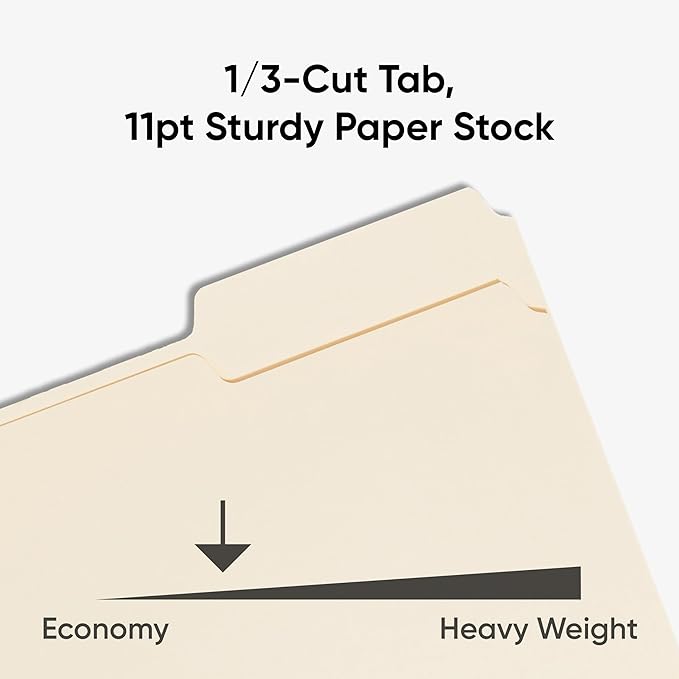 Smead File Folder, 1/3-Cut Tab, Assorted Positions, Letter Size, Manila, 100 per Box (10330)