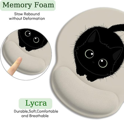 Cat Lovers Ergonomic Mouse Pad with Wrist Rest, Mouse Pads for Desk, Gaming Mouse Pad with Wrist Support, Funny Mousepad with Non-Slip Pain Relief PU Base, Cute Office Desk Accessories Decor