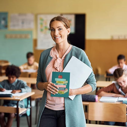 Tree-Free Greetings Teacher Appreciation Cards - Artful Designs - 2 Cards + Matching Envelopes - Made in USA - 100% Recycled Paper - 5"x7" - Lighthearted,For Teacher,Awesome Fantastic Teacher (GT64446)