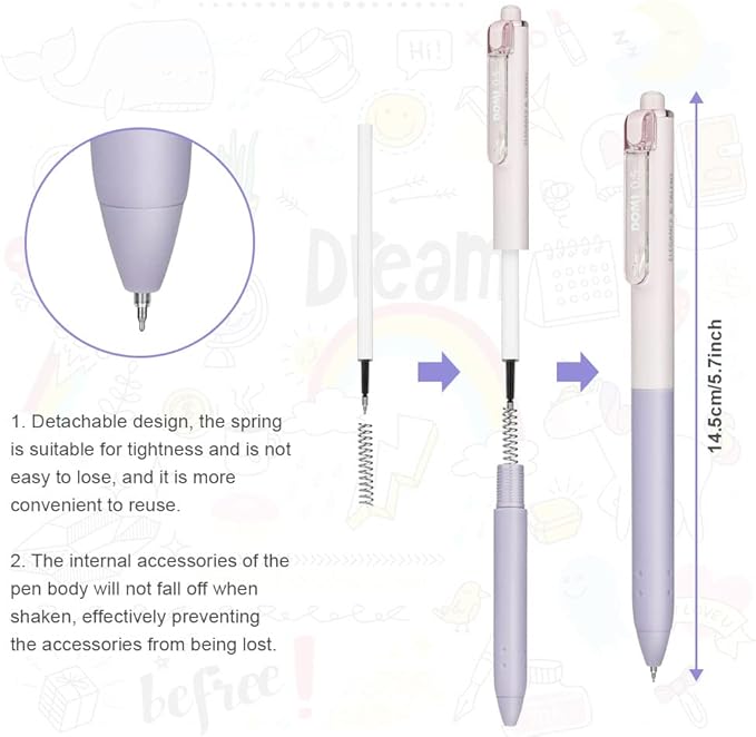 AUAUY 10Pcs Retractable Gel Ink Pens, Quick Dry Gel Ink Pen, Smooth Writing Pens, 0.5mm Black Ink Pens, Office School Supplies Gifts for Women & Men