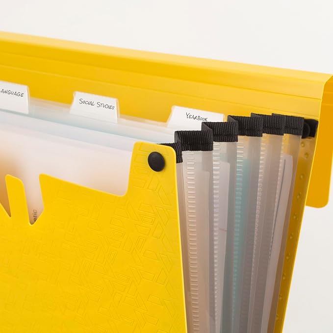 Five Star Expanding File Organizer, 6-Pocket Accordian File Organizer, Bungee Closure, Holds 11" x 8-1/2", Harvest Yellow (350100G-ECM)