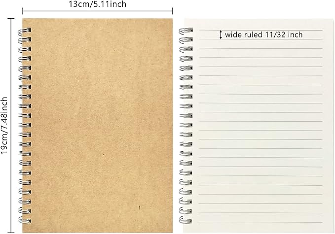 2-Pack Wide Ruled Notebook, Soft Yellow Cover Spiral Notebook, Memo Notepad Sketchbook, Students Office Business Diary Spiral Book Journal,100 Pages, 50 Sheets, 100GSM Paper, 7.48 x 5.11 Inch