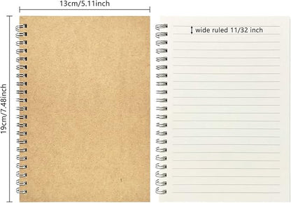 2-Pack Wide Ruled Notebook, Soft Yellow Cover Spiral Notebook, Memo Notepad Sketchbook, Students Office Business Diary Spiral Book Journal,100 Pages, 50 Sheets, 100GSM Paper, 7.48 x 5.11 Inch