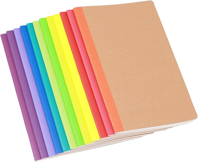 12 Pack A5 Kraft Notebook,Blank Pages - 60 Pages (30 Sheets),Sketch Book bulk, 8.3”x 5.5”Small Kraft Notebook