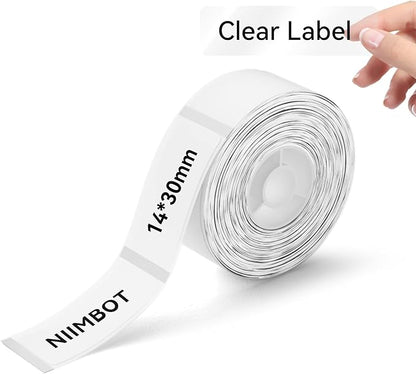 NIIMBOT Label Maker Tape for D11/D110/D101 Label Maker, 14 x 30 mm (0.55'' x 1.18'')-210 Tapes/Roll for Home Office Labeling Tape Replacement, Clear