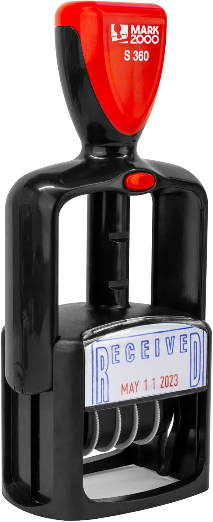 Self-Inking Rubber Date Office Stamp with Entered Phrase - Black Ink - 12-Year Band