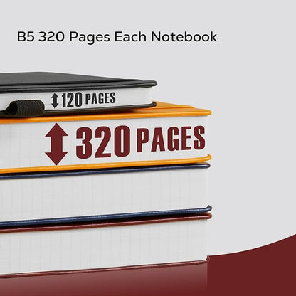 Thick Notebook Journals for Writing, Hardcover College Ruled Notebook Lined Journal for School Office Women and Men Work Organization, B5, 7.1'' X 10'', Burgundy, 320 Pages