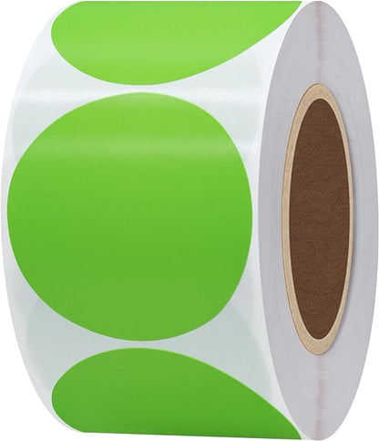 Hybsk 2 inch Circle Color Direct Thermal Stickers Shipping Labels for Barcodes,Name Tag,DIY Logo Design,QR Code,Inventory– Compatible with Zebra,Rollo,Munbyn,and More-750 pcs (2 inch,Green)