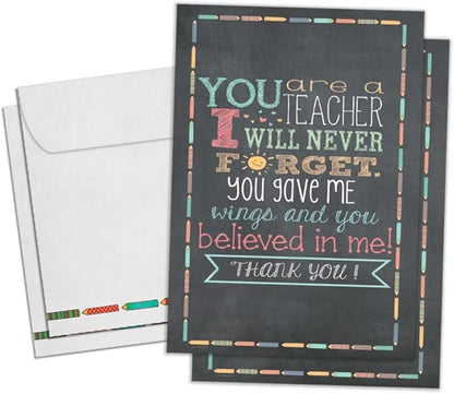 Tree-Free Greetings Teacher Appreciation Cards - Artful Designs - 2 Cards + Matching Envelopes - Made in USA - 100% Recycled Paper - 5"x7" - Lighthearted, For Teacher, Teacher Thanks (GT64454)