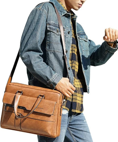 Hebetag Small Leather Sling Shoulder Bag Messenger Pack for Men Women Outdoor Travel Business