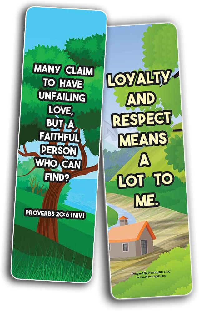 NewEights Famous Verses and Quotes on Loyalty (12-Pack) – Daily Motivational Card Set – Collection Set Book Page Clippers – Ideal for Church Events