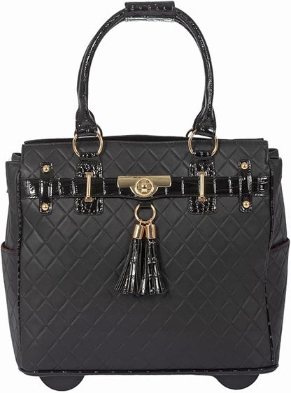 JKM and Company Alligator Compatible With Computer iPad, Laptop Tablet Rolling Tote Bag Briefcase Carryall Bag