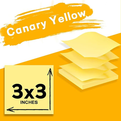 (24 Pads) Pop Up Sticky Notes 3x3 Refills, Canary Yellow Strong Adhesive Post, Suitable for Home, Office, School, Clean Removal