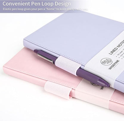 Hardcover Executive Notebooks, 160 Pages Line Ruled Classic Notebook Journal, Leather Notebooks with Pen for Bussiness College Writing MintPurple