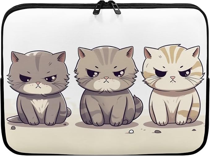 Cute Cat Laptop Protective Sleeve for Girls Boys 15 Inch Laptop Covers with Large Capacity Lap Top Case Lightweight Computer Sleeve Bag Suitable Gifts for Holidays Tablet Bag Grey