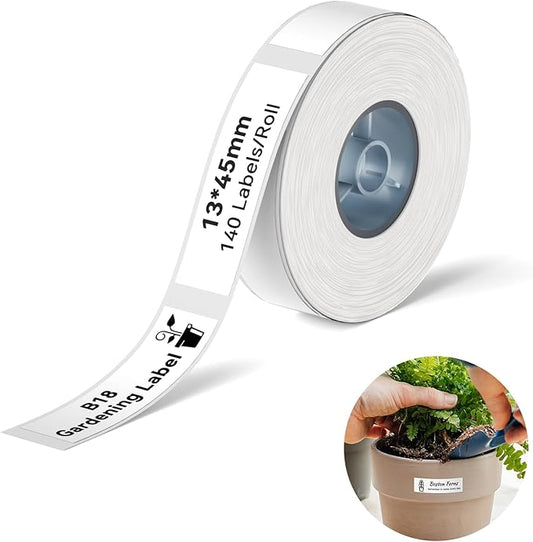NIIMBOT Plant Labels 13×45mm (0.51'' x 1.77''), Only for B18 Label Maker, Suitable for Outdoor Indoor Plant Potted Tag, PET Material, Long Storage, Waterproof and High-Temperature Resistance, White