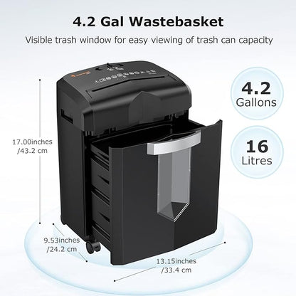 bonsaii 12-Sheet Micro Cut Shredders for Home Office, 60 Minute P-4 Security Level Paper Shredder for CD, Credit Card, Mails, Staple, Clip, with Jam-Proof System & 4.2 Gal Pullout Bin C266-B