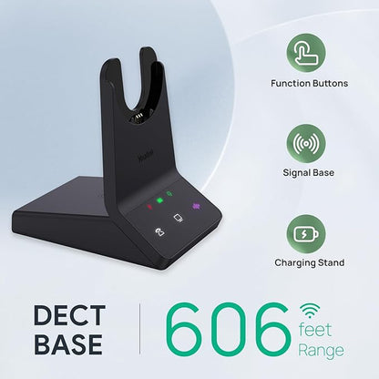 Yealink WH64 Wireless Headset, DECT & Bluetooth Dual-Mode 606 ft Range Headset for Teams Zoom,Skype and UC, Phone Headset with 3X Mic, 26 Talk Time, Office Work Headset for Desk IP Phone, PC,CellPhone