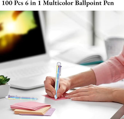 50 Pcs 6 in 1 Multicolor Ballpoint Pen Bulk 0.5 mm 6 Color Retractable Ballpoint Pen Colorful Ink Pen Party Favors Rainbow Pen Gel Ink Nurse Pens for Office School Students (50)