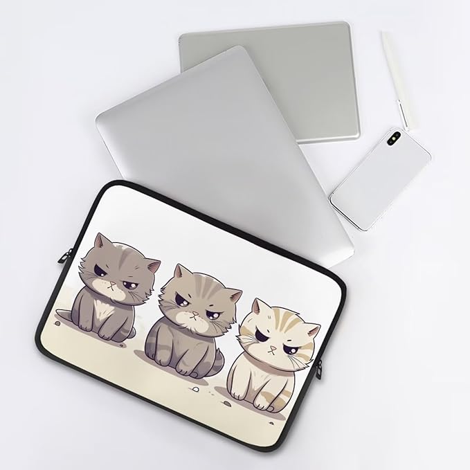 Cute Cat Laptop Protective Sleeve for Girls Boys 15 Inch Laptop Covers with Large Capacity Lap Top Case Lightweight Computer Sleeve Bag Suitable Gifts for Holidays Tablet Bag Grey
