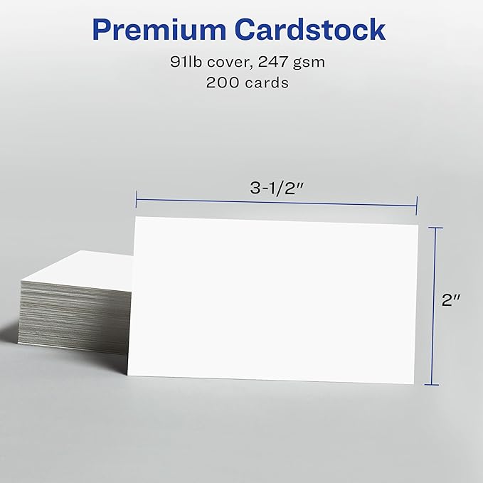 Avery Clean Edge Printable Business Cards with Sure Feed Technology, 2" x 3.5", White, 200 Blank Cards for Laser Printers (5871)