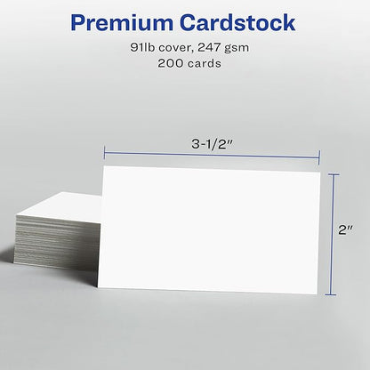 Avery Clean Edge Printable Business Cards with Sure Feed Technology, 2" x 3.5", White, 200 Blank Cards for Laser Printers (5871)