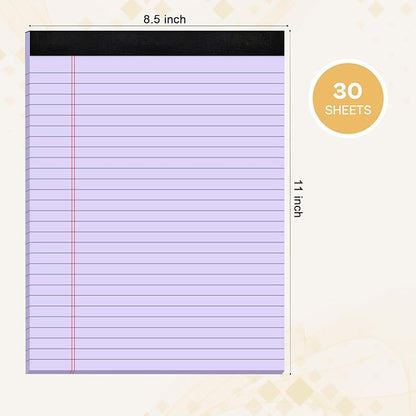2 Pack Legal Pads 8.5 x 11 Pink Note Pads 8.5 x 11 Purple Notepad 8.5 x 11 Perforated Writing Pads 8.5 x 11 Lined Paper Pads Wide Ruled Pad of Paper 30 Sheets Notebook for Study, To-Do Lists, Office