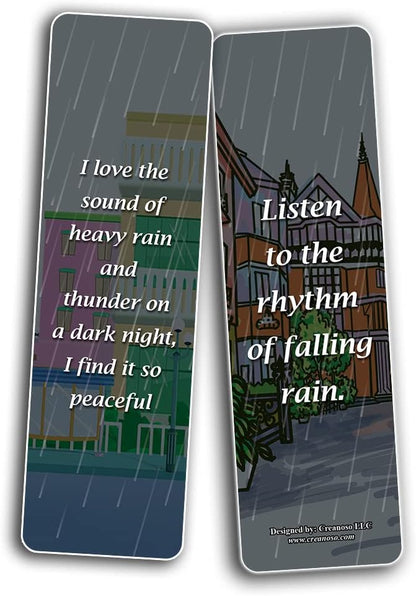 Creanoso I Love The Sound of Thunder in The Rain Quotes Bookmarks (10-Sets x 6 Cards) – Daily Inspirational Card Set – Interesting Book Page Clippers – Great Rewards for Adults and Professionals