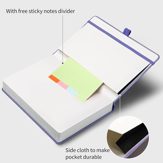 AHGXG Lined Journal Notebook, 320 Numbered Pages Thick Journal for Women, A5 Notebook College Ruled, 100gsm Thick Paper, Faux Leather Hardcover, for Writing Work, 5.75'' X 8.38''-Purple