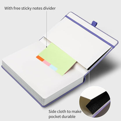 AHGXG Lined Journal Notebook, 320 Numbered Pages Thick Journal for Women, A5 Notebook College Ruled, 100gsm Thick Paper, Faux Leather Hardcover, for Writing Work, 5.75'' X 8.38''-Purple