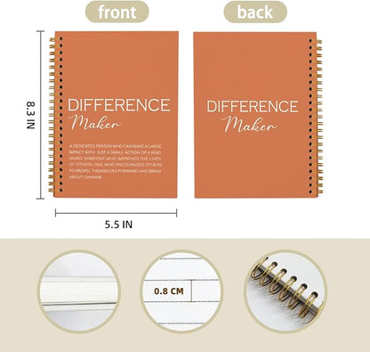 Difference Maker Gift, Difference Maker Definition Spiral Notebook Journal, Motivational Notebooks, Thank You Gifts for Women Men Teacher Coworkers, Hardcover Spiral Notebook 5.5x8.3(Orange)