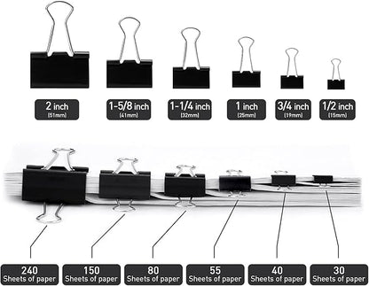 Black Binder Clips, 72 Pack, Standard 41mm, 1.6 Inch, Large Clips, Capacity 0.66 Inch, Binder Clips Large Size, Large Paper Clips, Office Clips, Great Binder Clips
