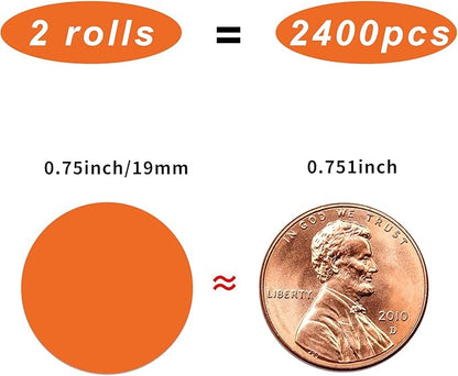 Dot Stickers,Pack of 2400 Round Color Coding Circle Dots Stickers Labels (3/4",Orange)