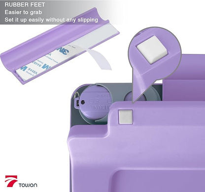 Small Glass Desk Whiteboard Dry-Erase Board with Clock, Small Travel Clock Keychain with Desk Notepad, Time Table Whiteboard for Desk Digital LED Light Display, 8x6 in with Accessories, Purple