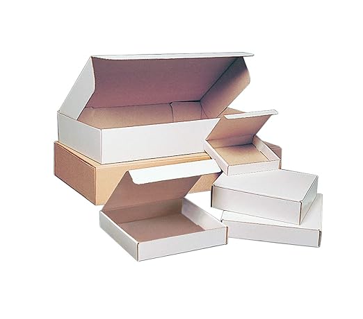 Boxes Fast BFMFL15112 Deluxe Literature Cardboard Mailers, 15 1/8 x 11 1/8 x 2 Inches, Corrugated Die-Cut Shipping Boxes, Large White Mailing Boxes (Pack of 50)