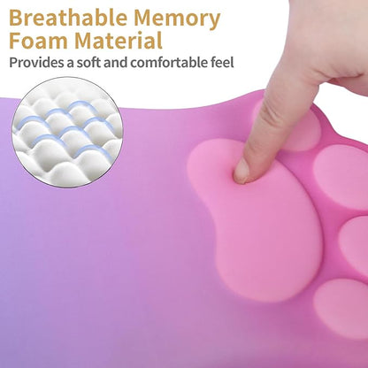 Ergonomic Mouse Pad with Wrist Rest,Cute Cat Paw Mousepad Wrist Support,Comfortable Massage Design Computer Pain Relief Mouse Pad with Non-Slip PU Base for Desk Laptop Gaming,Pink&Purple