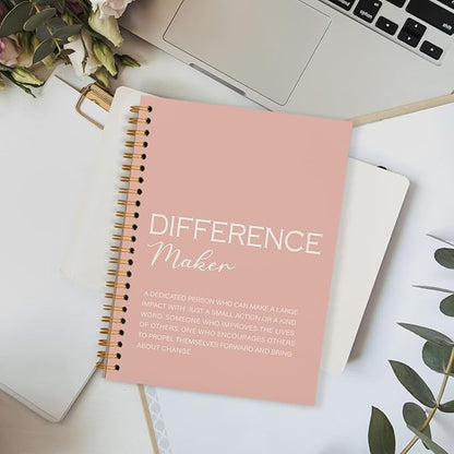 Difference Maker Gift, Difference Maker Definition Spiral Notebook Journal, Motivational Notebooks, Thank You Gifts for Women Men Teacher Coworkers, Hardcover Spiral Notebook 5.5x8.3(Pink)