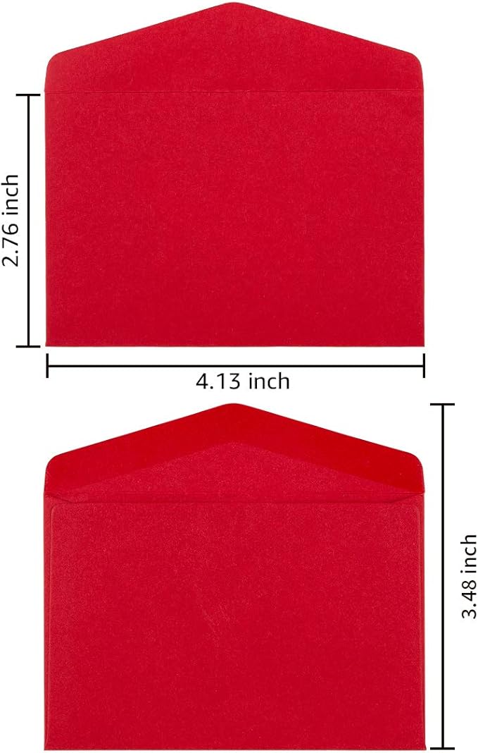 120 Pack Mini Envelopes Red Envelopes Small Self-Adhesive Kraft Paper Envelopes Tiny Pockets for Valentine's, Christmas, Holiday Small Gift Cards Invitations Business Notes(4.13"×2.76") (Red)