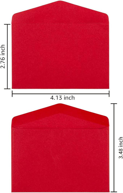 120 Pack Mini Envelopes Red Envelopes Small Self-Adhesive Kraft Paper Envelopes Tiny Pockets for Valentine's, Christmas, Holiday Small Gift Cards Invitations Business Notes(4.13"×2.76") (Red)