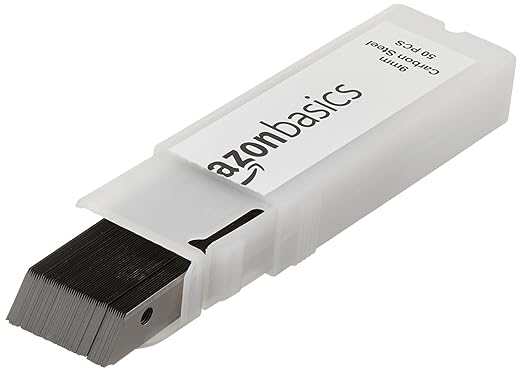 Amazon Basics 9mm (13 Point), Carbon Steel Snap Off Blades, 100 pack, Silver