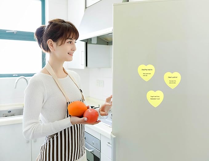 Mini Skater 2 Pack Kraft Paper Sticky Notes Heart Shaped Self-Stick Blank Book Tabs Paper Markers Sticky Notes Pad 100 Sheets Index Sticker (Light Yellow)