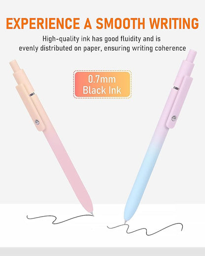 FIOVER Gel Pens, 5pcs Black Ink Medium Point 0.7mm Smooth Writing Pens with Comfort Grip, Aesthetic Ballpoint for Journaling School Office Supplies, Gifts for Women Men