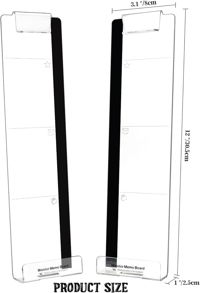 Office Desk Accessories 2pcs Computer Monitor Memo Board Multifunction Message Board Transparent Creative Monitor Side Panel with Sticky Note Holder Phone Holder Suitable for Office Home Work Desk