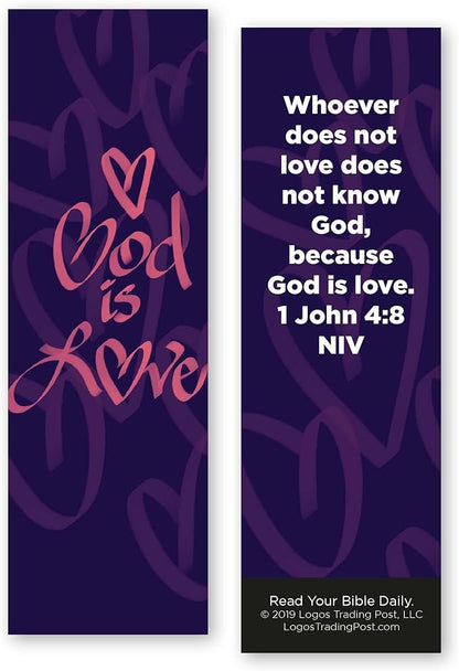 Children and Youth Bookmark, God is Love, 1 John 4:8, Pack of 25, Handouts for Classroom, Sunday School, and Bible Study