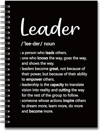 YAZMEEN Leader Blank Spiral Notebook（160 Pages） Leader Definition Hardcover Sketchbook Leadership Gift Thank You Gift for Women Men Leader Boss Funny Notebook Birthday Gift for Leader Mentor Manager