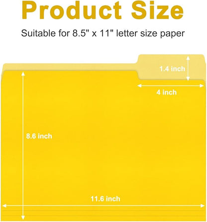 ViVin File Folder, 50 Pack Colored File Folders with 1/3-Cut Tabs, Fits 8.5 * 11 Letter Size Paper, Manilla Folders for Home Office School Documents(Yellow)