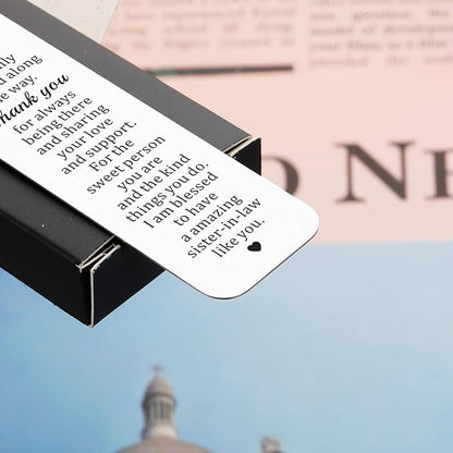 Sister in Law Gifts, Christmas Stocking Stuffers for Sister in Law, Sister in Law Bookmark, Wedding Birthday Gifts for Sister in Law, Sister-in-Law Gifts, Xmas Valentines Gifts for Sister in Law