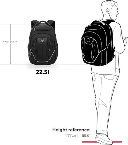 Swissdigital Design Large Travel Backpack For Men, TSA-Friendly Business Laptop Backpack, USB Charging Port，RFID Protection Tech Backpack Fits 15.6Inch Laptop (TERABYTE J16BTF-21) One Nation One World